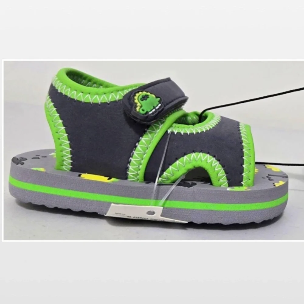 New Wave Zone Shoes Kids Prewalk Baby Sandals Dino Grey Green NWT